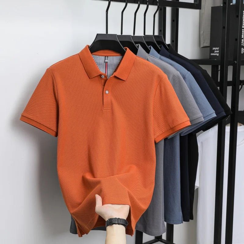 SaneShoppe-Men's Classic Polo Shirt: High-End Business & Leisure Wear, 100% Cotton for Daily Comfort