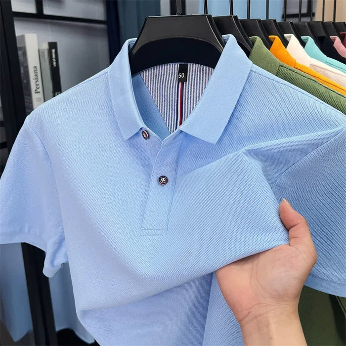 SaneShoppe-Men's Summer Polo Shirt: Breathable Cotton, Korean Style, Business Casual