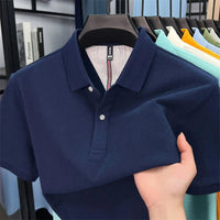 SaneShoppe - 100% pure cotton high - end short sleeve polo shirt men's summer fashion new breathable Korean business casual golf brand T-shirt