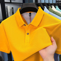 SaneShoppe - 100% pure cotton high - end short sleeve polo shirt men's summer fashion new breathable Korean business casual golf brand T-shirt