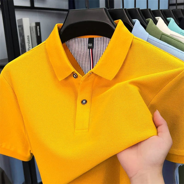 SaneShoppe-Men's Summer Polo Shirt: Breathable Cotton, Korean Style, Business Casual