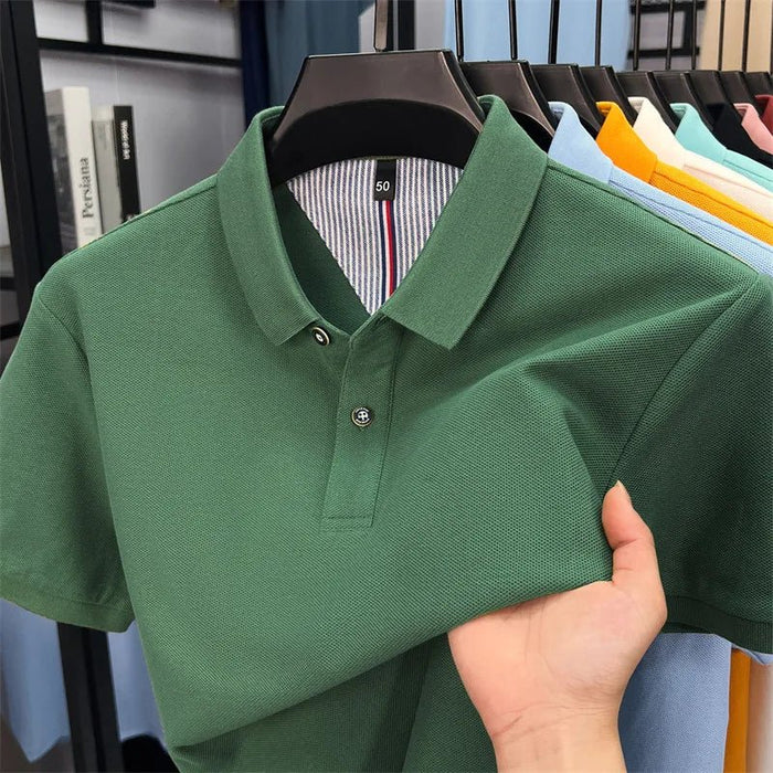 SaneShoppe-Men's Summer Polo Shirt: Breathable Cotton, Korean Style, Business Casual