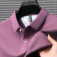 SaneShoppe - 100% pure cotton high - end short sleeve polo shirt men's summer fashion new breathable Korean business casual golf brand T-shirt