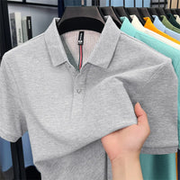 SaneShoppe - 100% pure cotton high - end short sleeve polo shirt men's summer fashion new breathable Korean business casual golf brand T-shirt