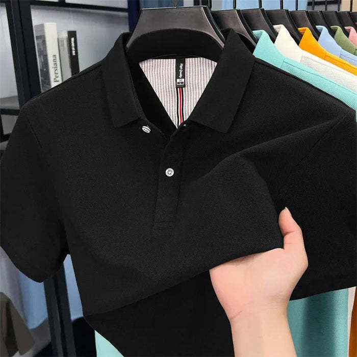 SaneShoppe-Men's Summer Polo Shirt: Breathable Cotton, Korean Style, Business Casual
