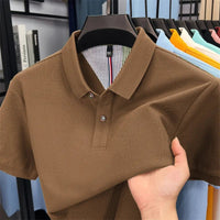 SaneShoppe - 100% pure cotton high - end short sleeve polo shirt men's summer fashion new breathable Korean business casual golf brand T-shirt