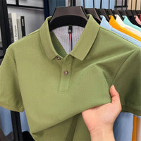 SaneShoppe - 100% pure cotton high - end short sleeve polo shirt men's summer fashion new breathable Korean business casual golf brand T-shirt