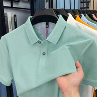 SaneShoppe - 100% pure cotton high - end short sleeve polo shirt men's summer fashion new breathable Korean business casual golf brand T-shirt