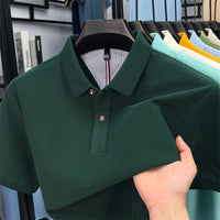 SaneShoppe - 100% pure cotton high - end short sleeve polo shirt men's summer fashion new breathable Korean business casual golf brand T-shirt