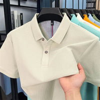 SaneShoppe - 100% pure cotton high - end short sleeve polo shirt men's summer fashion new breathable Korean business casual golf brand T-shirt