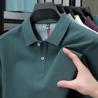 SaneShoppe - 100% pure cotton short sleeved men's polo shirt summer boutique fashion high - quality top solid color collar back striped T-shirt