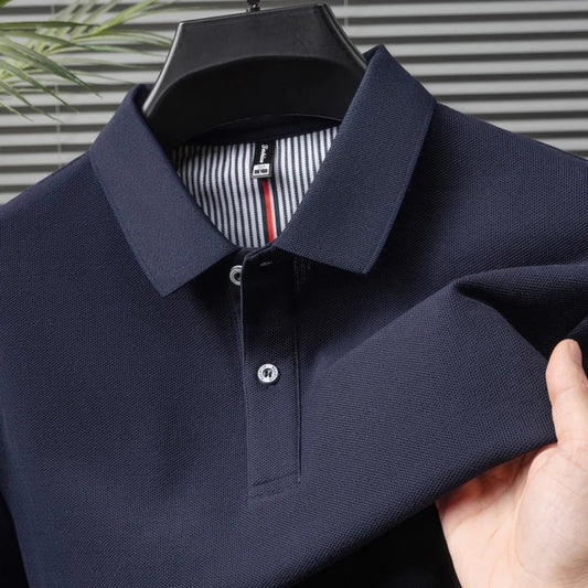 SaneShoppe-High-Quality Men's Polo Shirt: Summer Fashion Solid Color Striped T-Shirt