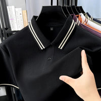 SaneShoppe-Men's Striped Collar Cotton Polo Shirt - Summer Fashion, High Quality & Breathable