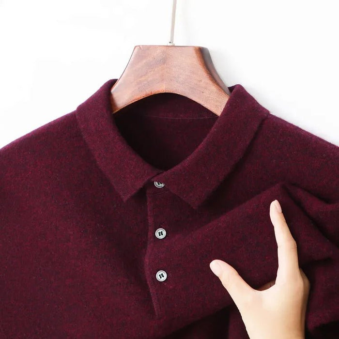 SaneShoppe - 100% Wool. High - quality Men's Warm Sweater, Business Casual Stretchable POLO Shirt, Fall/winter Pullover Knitted Sweater.