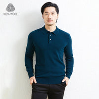 SaneShoppe - 100% Wool. High - quality Men's Warm Sweater, Business Casual Stretchable POLO Shirt, Fall/winter Pullover Knitted Sweater.