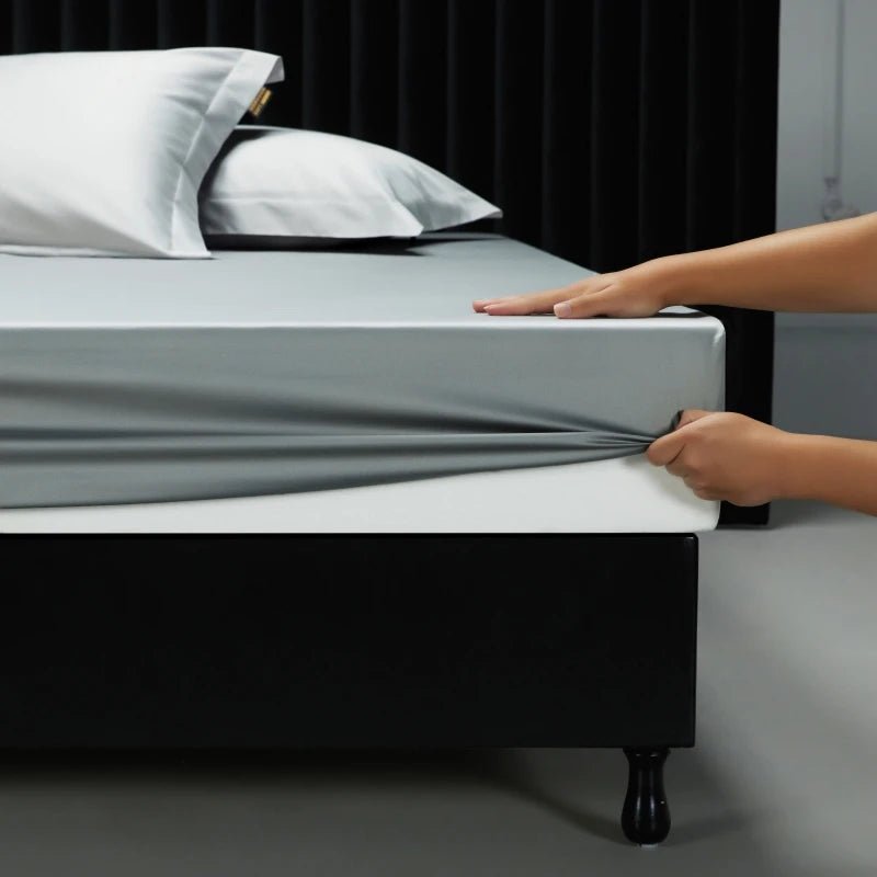 SaneShoppe-Luxury 1000TC Egyptian Cotton Fitted Sheet Solid Color Mattress Cover 160x200