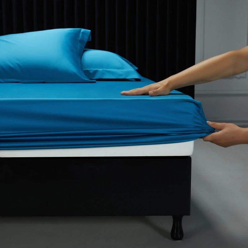 SaneShoppe-Luxury 1000TC Egyptian Cotton Fitted Sheet Solid Color Mattress Cover 160x200