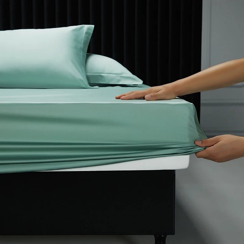 SaneShoppe-Luxury 1000TC Egyptian Cotton Fitted Sheet Solid Color Mattress Cover 160x200