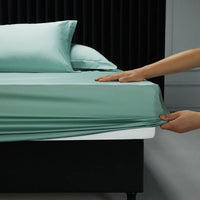 SaneShoppe-Luxury 1000TC Egyptian Cotton Fitted Sheet Solid Color Mattress Cover 160x200
