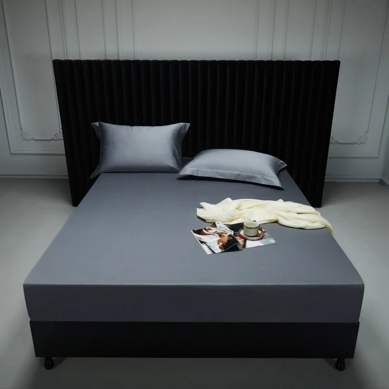 SaneShoppe-Luxury 1000TC Egyptian Cotton Fitted Sheet Solid Color Mattress Cover 160x200