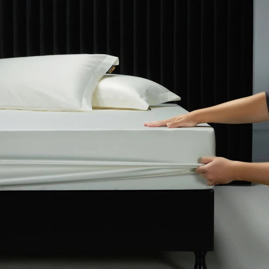 SaneShoppe-Luxury 1000TC Egyptian Cotton Fitted Sheet Solid Color Mattress Cover 160x200