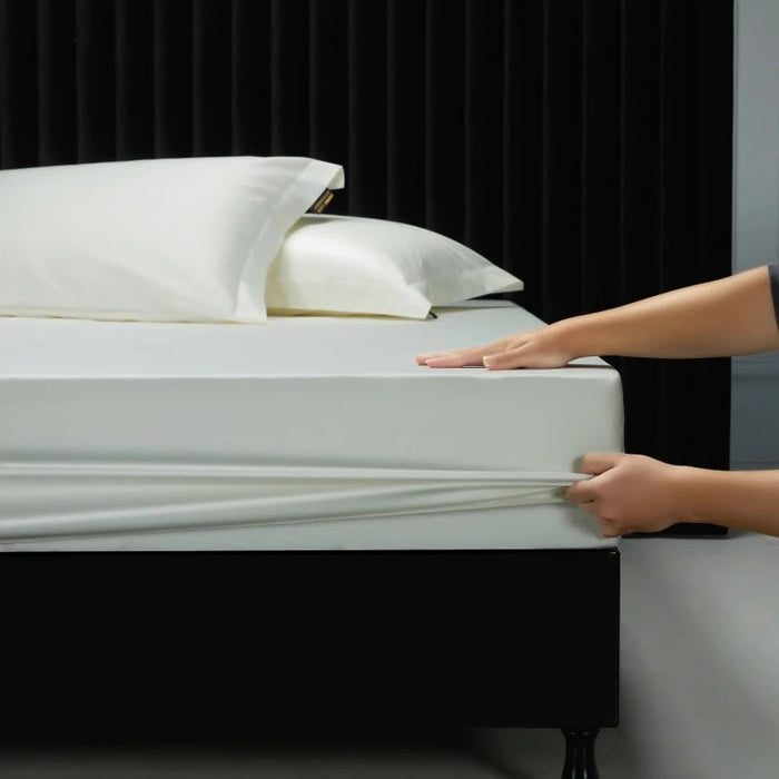 SaneShoppe-Luxury 1000TC Egyptian Cotton Fitted Sheet Solid Color Mattress Cover 160x200