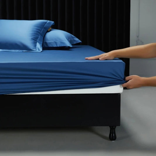 SaneShoppe-Luxury 1000TC Egyptian Cotton Fitted Sheet Solid Color Mattress Cover 160x200
