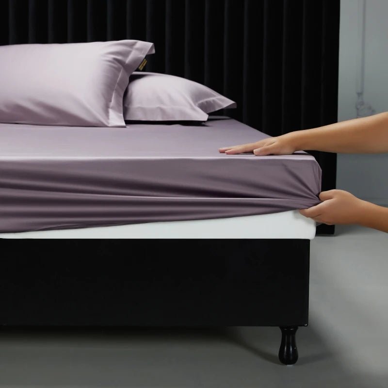 SaneShoppe-Luxury 1000TC Egyptian Cotton Fitted Sheet Solid Color Mattress Cover 160x200