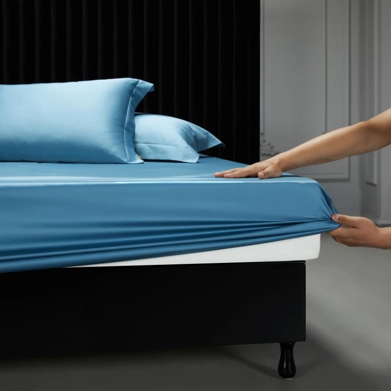 SaneShoppe-Luxury 1000TC Egyptian Cotton Fitted Sheet Solid Color Mattress Cover 160x200