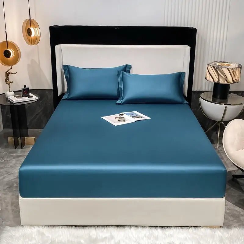 SaneShoppe - 1000TC Premium Egyptian Cotton Fitted Sheet Elastic Bed Sheet, Solid Plain Long Staple Natural Cotton Bed Sheet Pillowcases