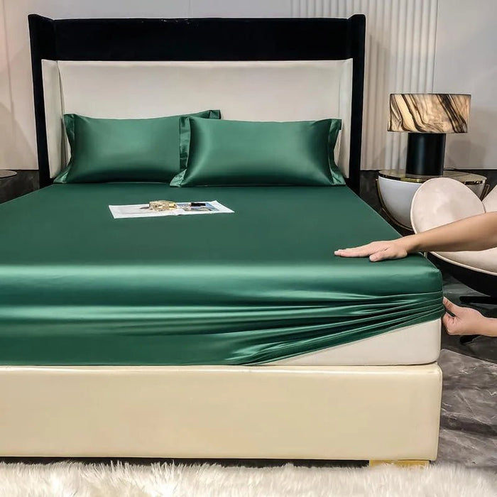 SaneShoppe - 1000TC Premium Egyptian Cotton Fitted Sheet Elastic Bed Sheet, Solid Plain Long Staple Natural Cotton Bed Sheet Pillowcases