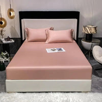 SaneShoppe - 1000TC Premium Egyptian Cotton Fitted Sheet Elastic Bed Sheet, Solid Plain Long Staple Natural Cotton Bed Sheet Pillowcases