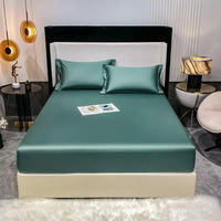 SaneShoppe - 1000TC Premium Egyptian Cotton Fitted Sheet Elastic Bed Sheet, Solid Plain Long Staple Natural Cotton Bed Sheet Pillowcases