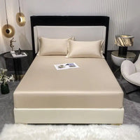 SaneShoppe - 1000TC Premium Egyptian Cotton Fitted Sheet Elastic Bed Sheet, Solid Plain Long Staple Natural Cotton Bed Sheet Pillowcases