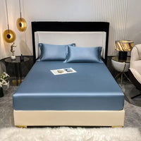 SaneShoppe - 1000TC Premium Egyptian Cotton Fitted Sheet Elastic Bed Sheet, Solid Plain Long Staple Natural Cotton Bed Sheet Pillowcases