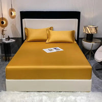 SaneShoppe - 1000TC Premium Egyptian Cotton Fitted Sheet Elastic Bed Sheet, Solid Plain Long Staple Natural Cotton Bed Sheet Pillowcases