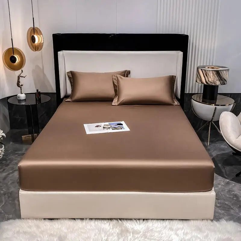 SaneShoppe - 1000TC Premium Egyptian Cotton Fitted Sheet Elastic Bed Sheet, Solid Plain Long Staple Natural Cotton Bed Sheet Pillowcases