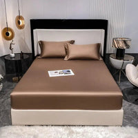 SaneShoppe - 1000TC Premium Egyptian Cotton Fitted Sheet Elastic Bed Sheet, Solid Plain Long Staple Natural Cotton Bed Sheet Pillowcases