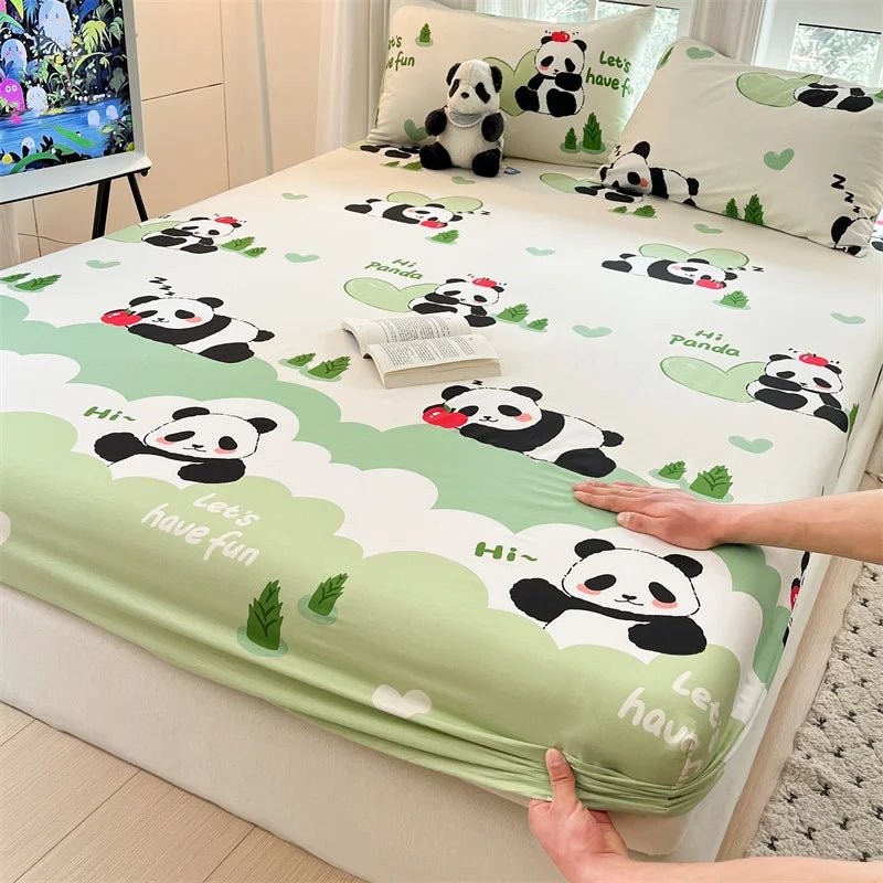SaneShoppe-Floral Printed Fitted Bed Sheet, 100% Cotton, Single/Queen/King Size