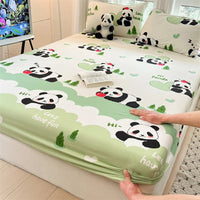SaneShoppe-Floral Printed Fitted Bed Sheet, 100% Cotton, Single/Queen/King Size