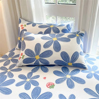 SaneShoppe-Floral Printed Fitted Bed Sheet, 100% Cotton, Single/Queen/King Size