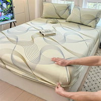 SaneShoppe-Floral Printed Fitted Bed Sheet, 100% Cotton, Single/Queen/King Size
