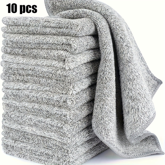 SaneShoppe - 10pcs Ultra - Absorbent Quick - Dry Microfiber Cleaning Cloths - Thick Bamboo Charcoal Fiber Towels for Cars & Kitchens, Non - Stick Oil, Washable & Reusable