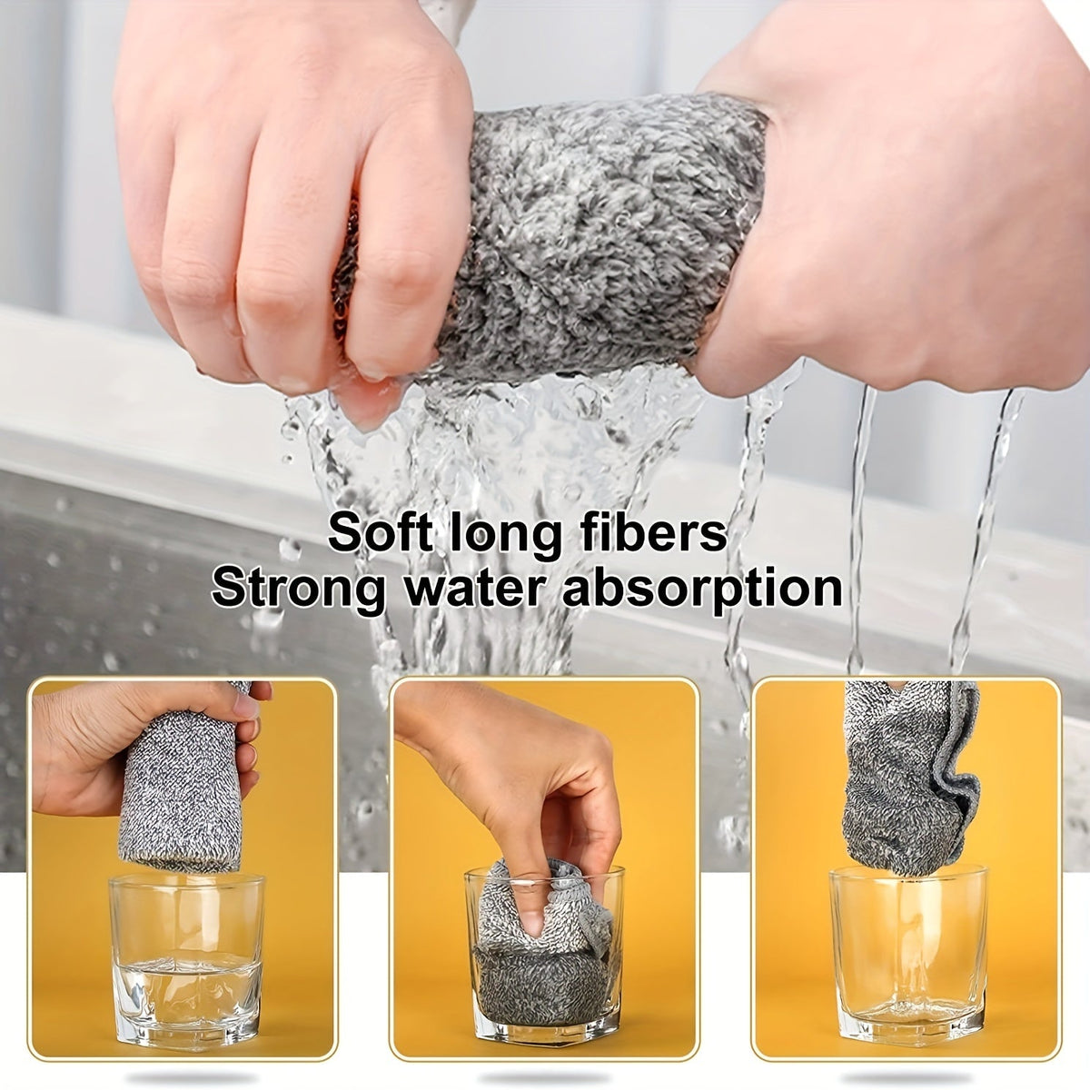 SaneShoppe - 10pcs Ultra - Absorbent Quick - Dry Microfiber Cleaning Cloths - Thick Bamboo Charcoal Fiber Towels for Cars & Kitchens, Non - Stick Oil, Washable & Reusable