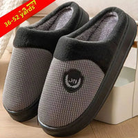 SaneShoppe - 2023 New Winter Fleece - lined Cotton Slippers For Men Women Home Use Non - slip Thick Bottom Indoor Outdoor Wear Couples Warm