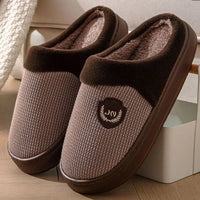 SaneShoppe - 2023 New Winter Fleece - lined Cotton Slippers For Men Women Home Use Non - slip Thick Bottom Indoor Outdoor Wear Couples Warm