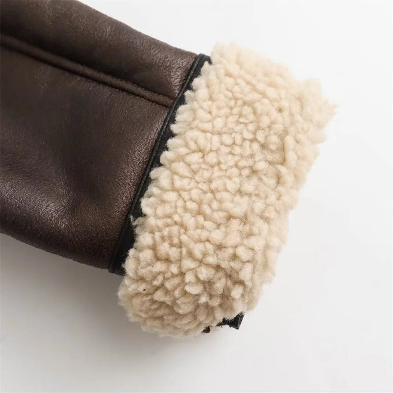 SaneShoppe - 2024 Autumn/Winter New Product Casual Women's Wear Flip Collar Fur Integrated Loose and Versatile Short Jacket Coat