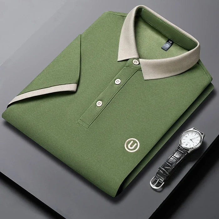 SaneShoppe-2024 Men's Embroidered Cotton Business POLO Shirt - Comfortable & Breathable