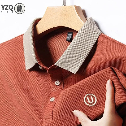 SaneShoppe-2024 Men's Embroidered Cotton Business POLO Shirt - Comfortable & Breathable
