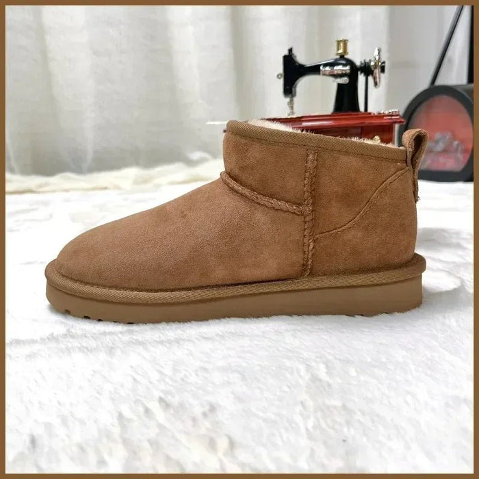 SaneShoppe - 2024 new classic mini snow boots. Combining sheepskin and genuine leather, winter fashionable and casual warm boots